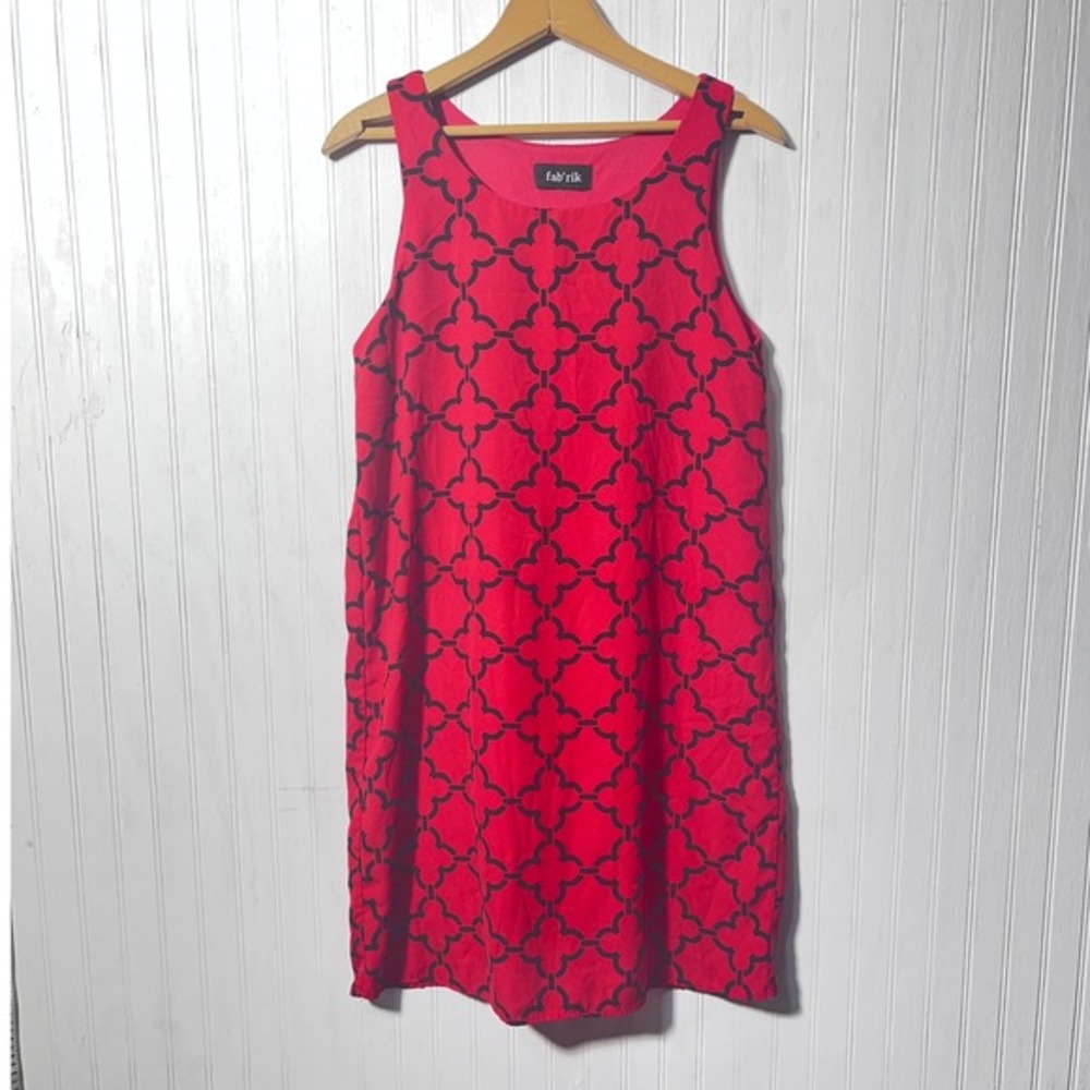 Fab'rik Red Dress Geometric Print Sleeveless Casual‎ Summer Dress Medium